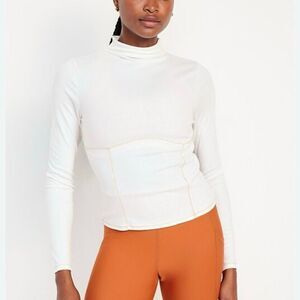 Old Navy Ultralite Mock-Neck Top Color Creme De La Creme structured long sleeve